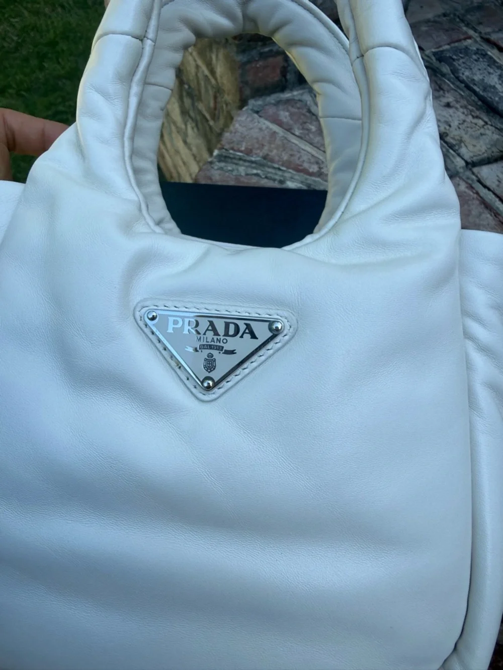 Prada Cream Mini Soft Padded Tote - Picture 10 of 11